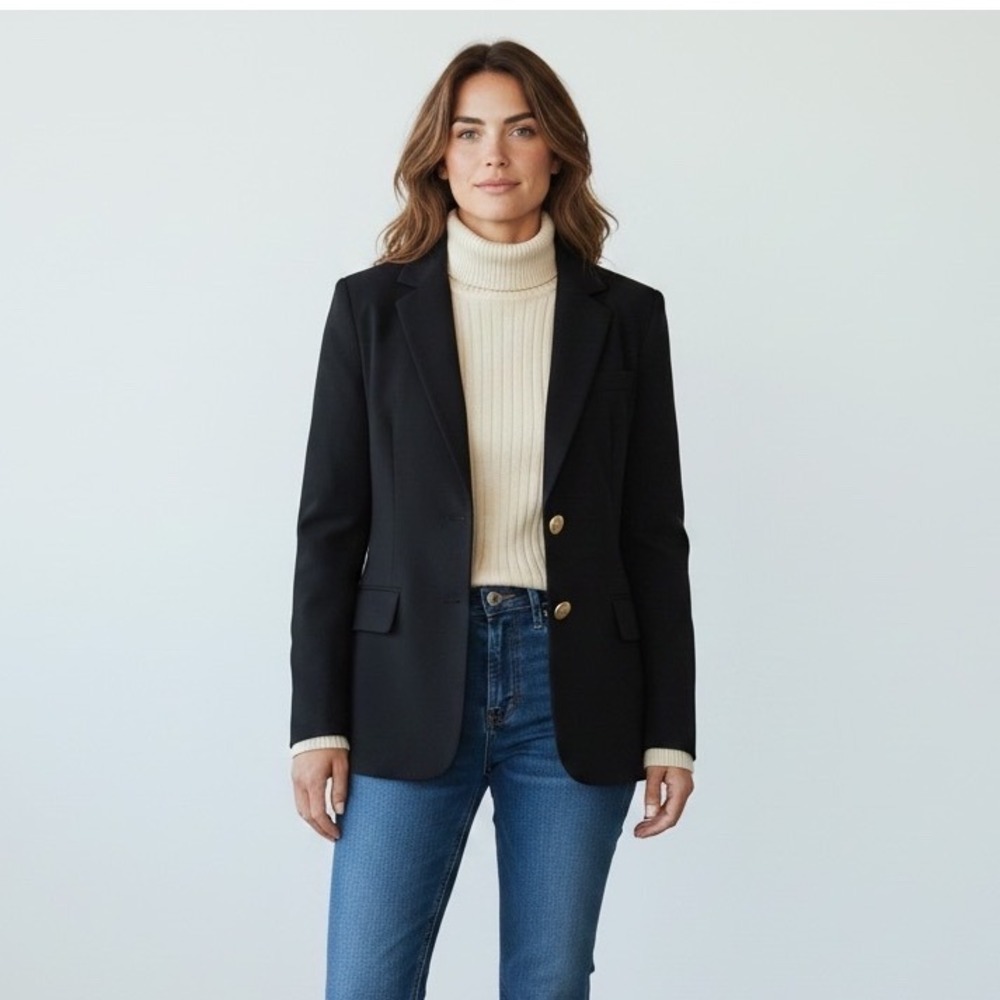 Vintage LL Bean Black Cashmere/Wool Blazer 10 Dark Academia Preppy Classic